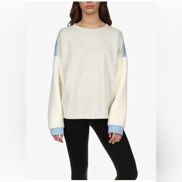 💫HP‼️💫 NWT SANCTUARY “All The Feels” Sherpa Colorblock Sweatshirt in Gray, XL - Picture 7 of 9